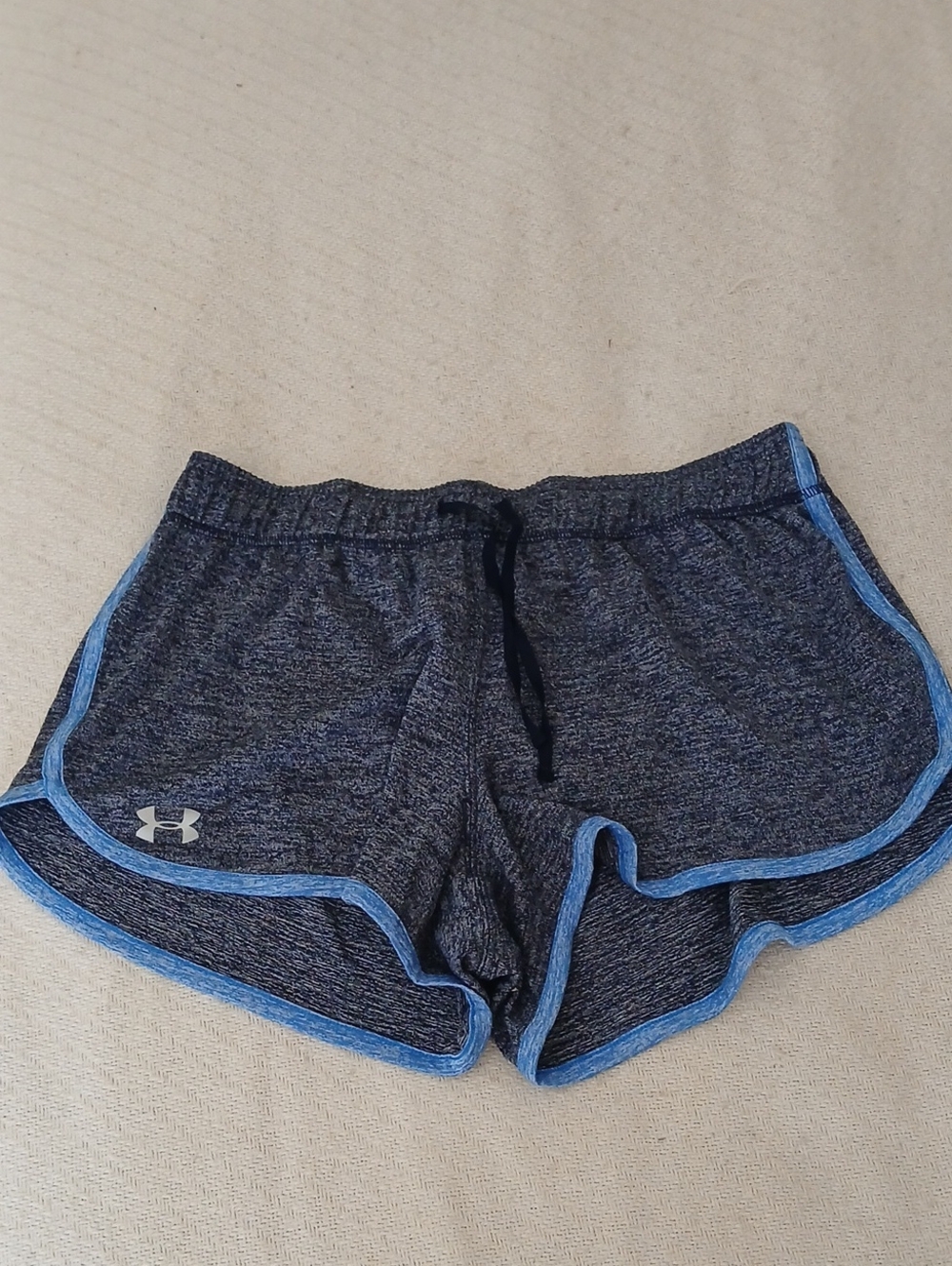 Under Armour Hest Gear Gray Heather Athletic Shorts with Light Blue Trim